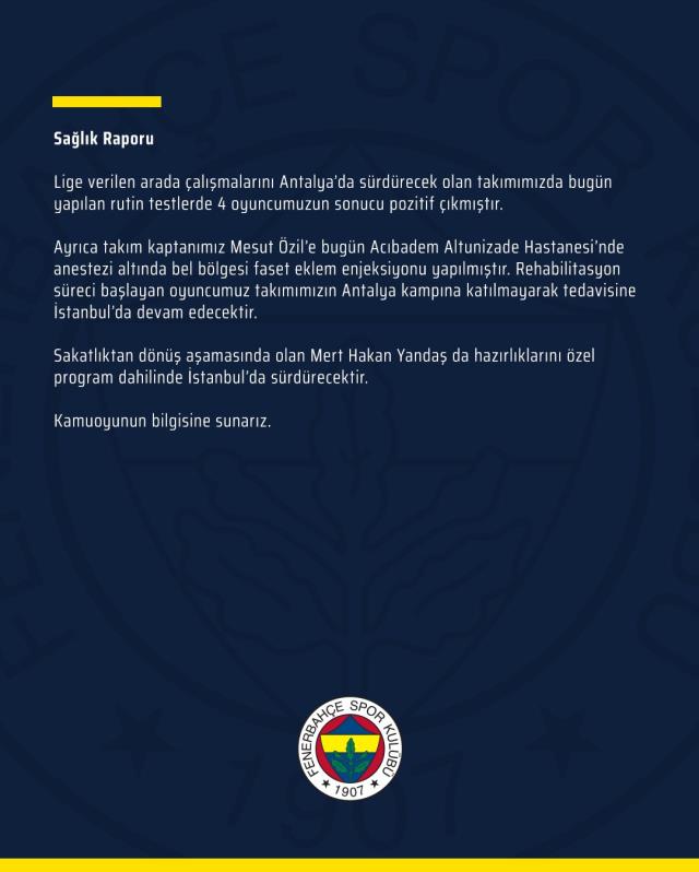 Fenerbahçe'de koronavirüs depremi! Vaka artışı durdurulamıyor