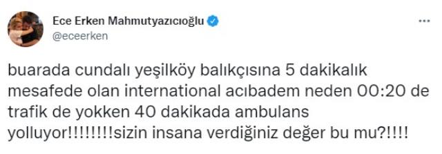 İstanbul İl Sağlık Müdürü Kemal Memişoğlu'ndan Ece Erken'in 'Ambulans 40 dakika geldi' iddiasına cevap