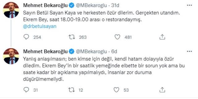 İmamoğlu'nun restoran olduğunu doğrulaması sonrası Mehmet Bekaroğlu'ndan Betül Sayan Kaya'ya özür: Gerçekten utandım