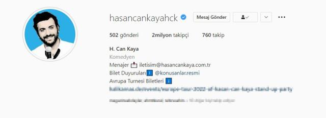 Başarılarıyla adından söz ettiren Hasan Can Kaya, Instagram'da 2 milyon takipçiye ulaştı